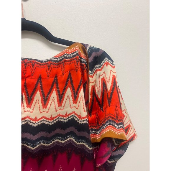 Arden B Womens Zigzag Print Top V-Neck Short Sleeve Blouse XS Polyester Multicol - Picture 3 of 3